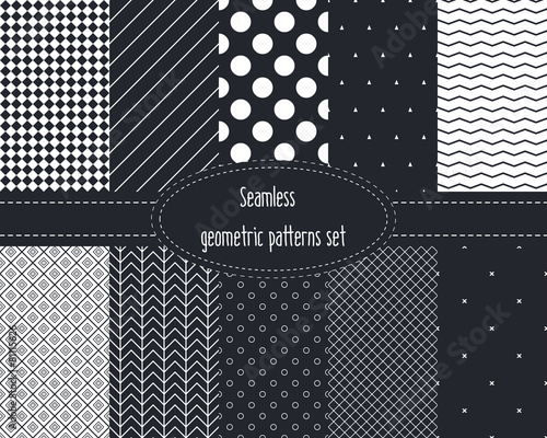 10 Seamless geometric patterns set. Geometric background