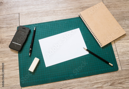 Stationery and blank white paper( White paper for text )