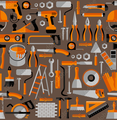Color seamless pattern of building tools