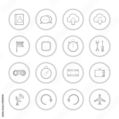 Modern social media buttons with soft shadow style