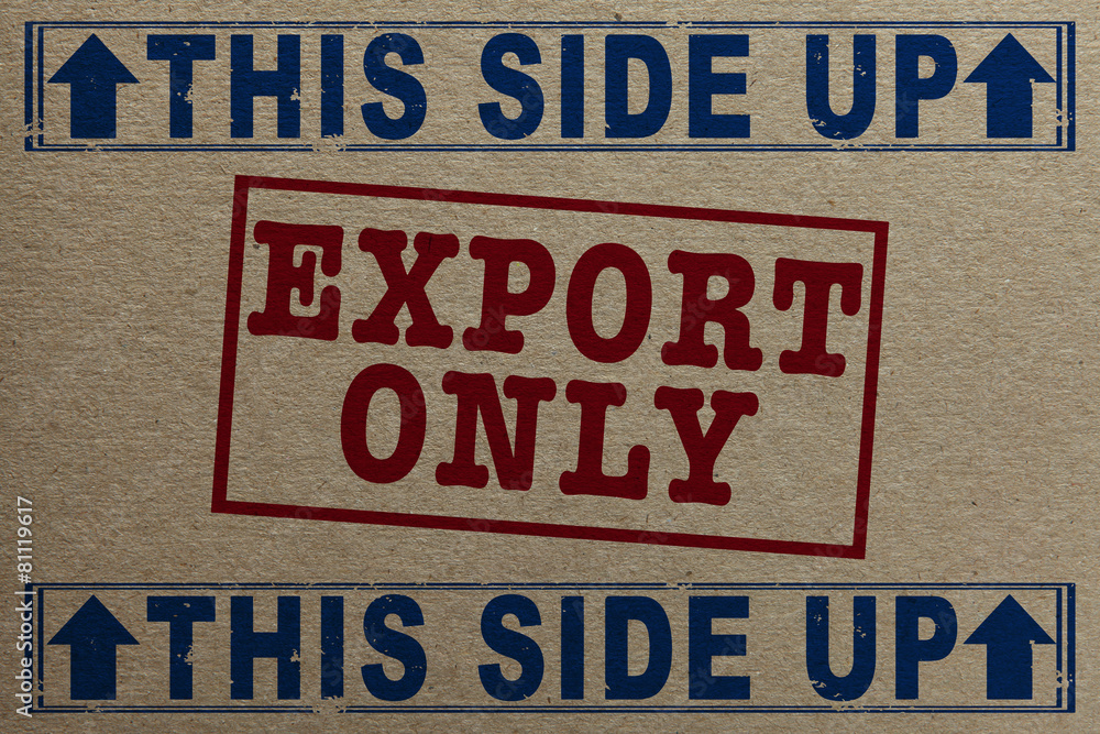 Obraz premium Cardboard texture with Export shipping icons