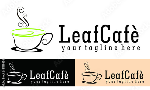 Green Tea Cafe Logo Vector