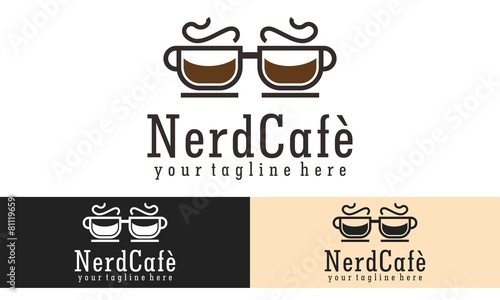 Nerd Cafe Logo Vector