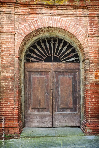 old door in of brick building ..