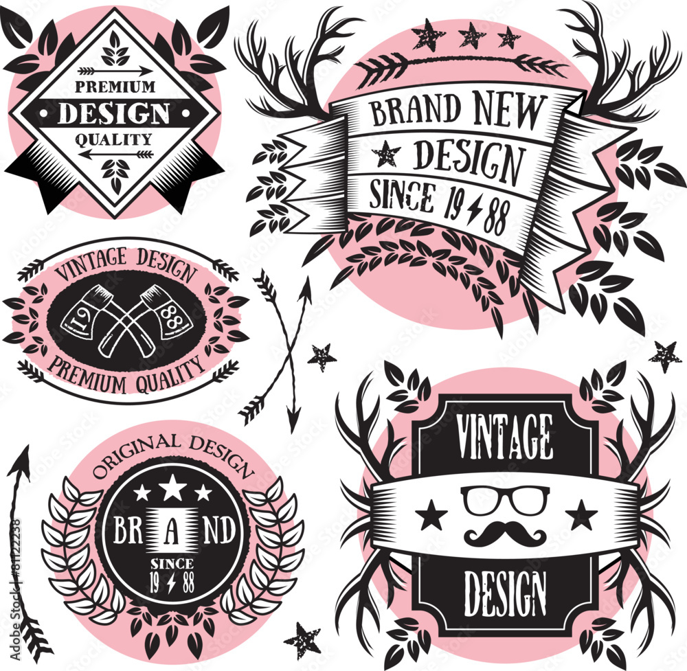 Obraz premium Premium ribbon banners, labels and badges set. Set 2