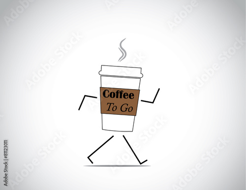 white fresh and hot coffee to go cup walking with bright white b