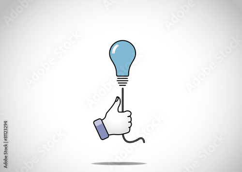 blue idea solution light bulb with young human victory winning t