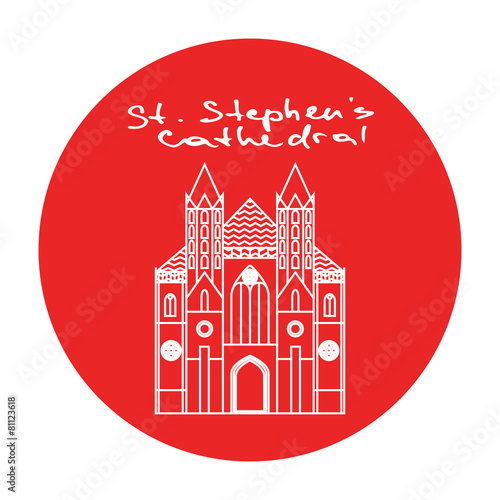 Photography Vienna St. Stephens Cathedral vector red circle icon in linear