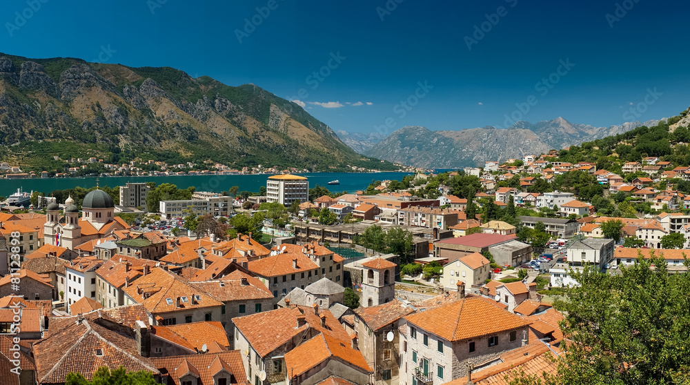 view of kotor bay on sunny day, Kotor, Montenegro