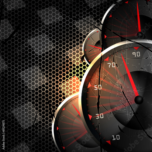 Racing background with speed tachometer..