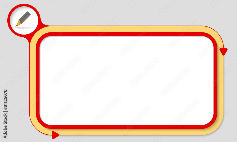 Red box for your text and pencil Red box for your text and pencil