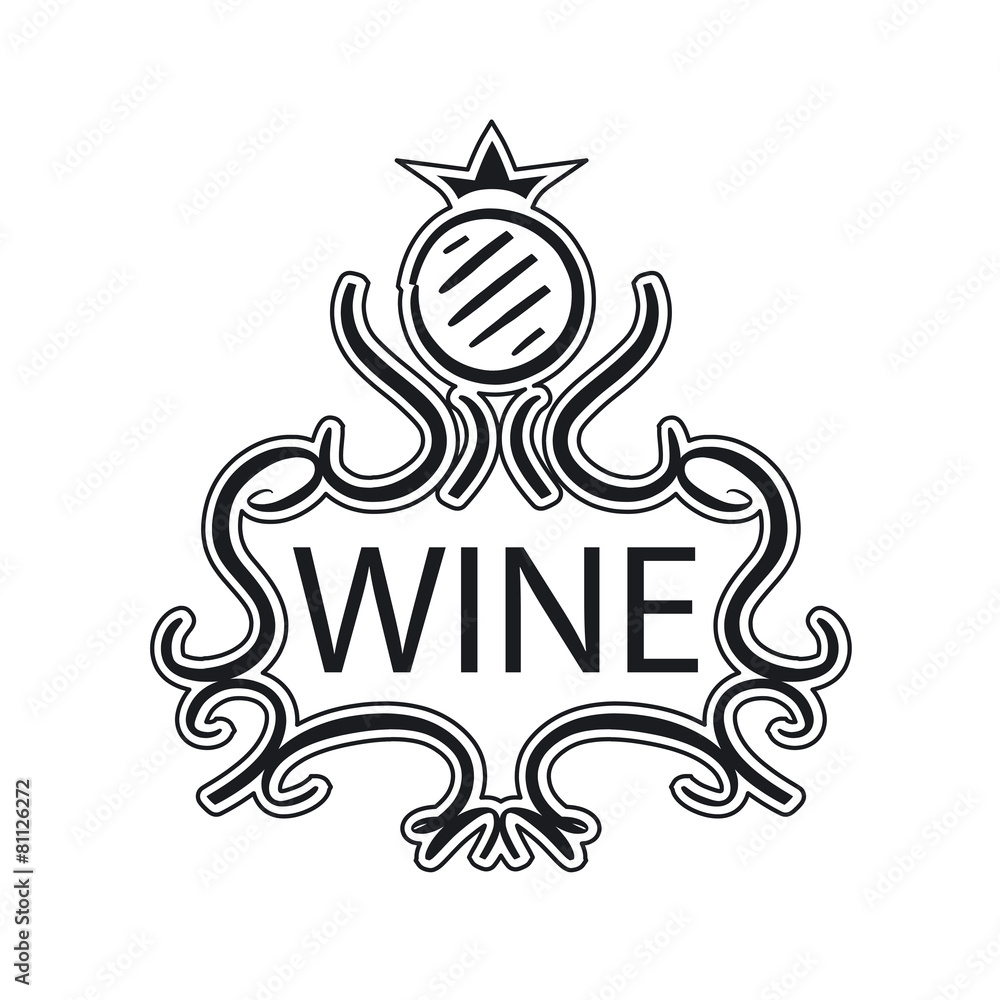 ornate vector logo with crown and cask wine ornate vector logo with crown and cask wine