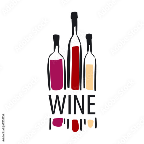vector logo different bottles of wine