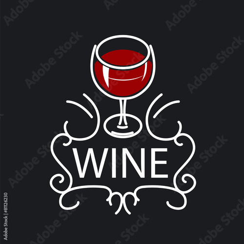 vector logo glasses of wine on a black background