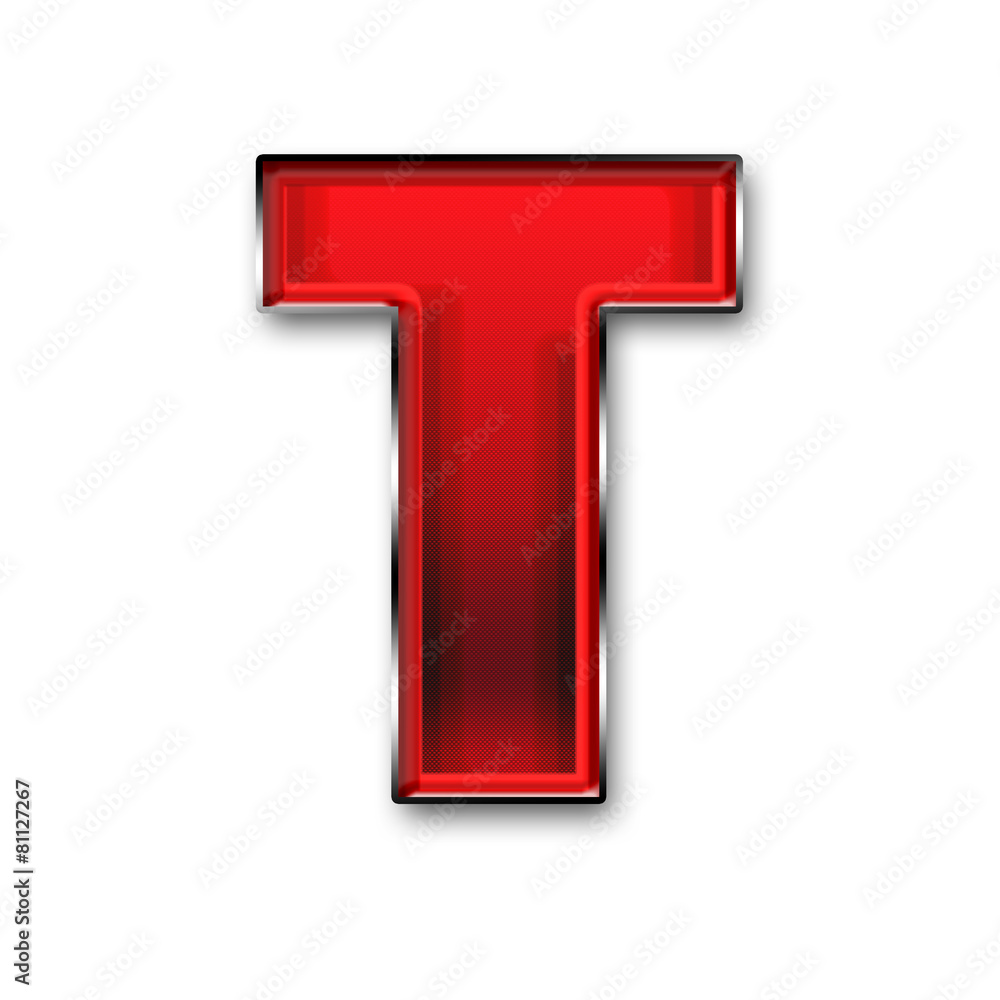 Metal letter T in red Metal letter T in red