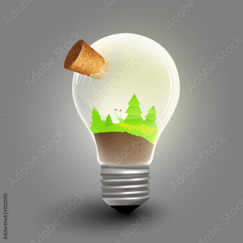 Vector bulb with nature inside..