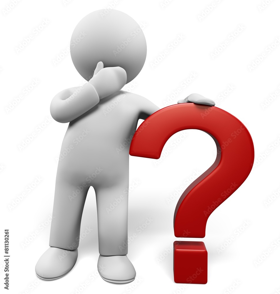 Question Mark. 3D. 3d small people - complicated question Question Mark. 3D. 3d small people - complicated question