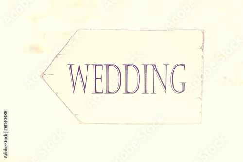 White wedding arrow sign