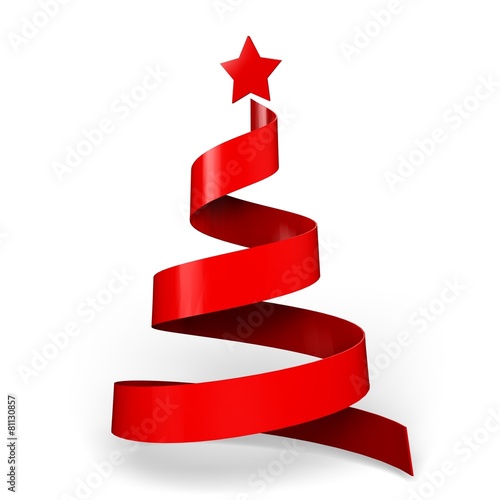 Christmas. 3D. Ribbon christmas tree