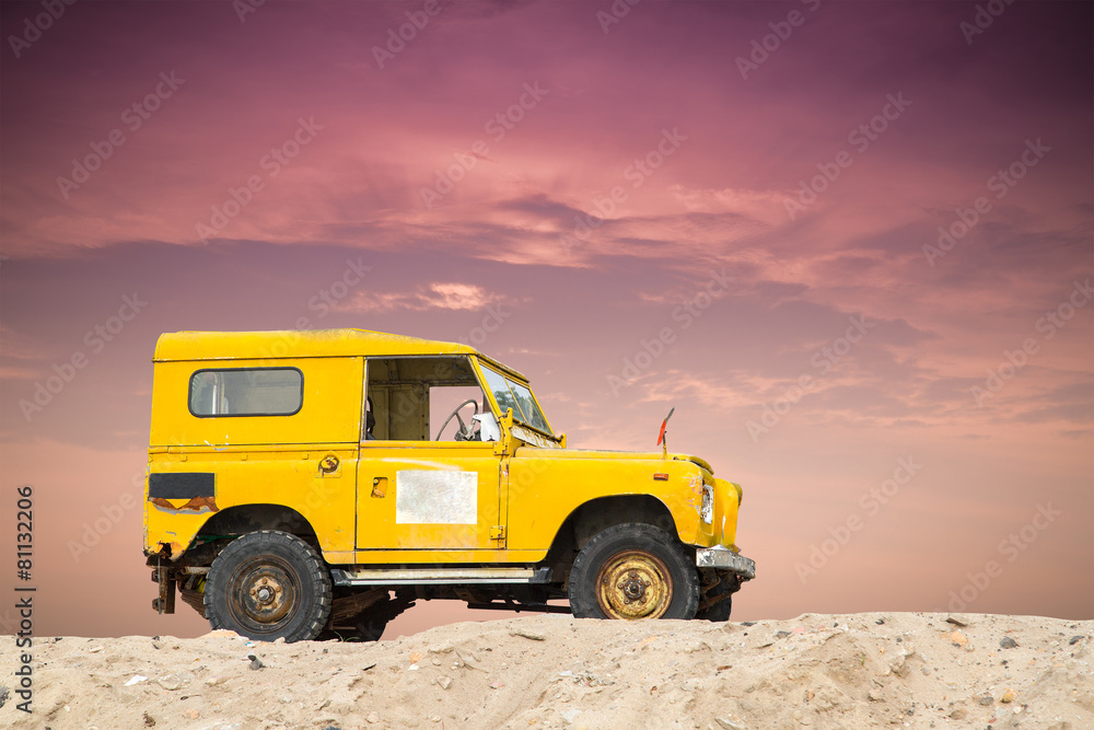 Off road car stop on the beach