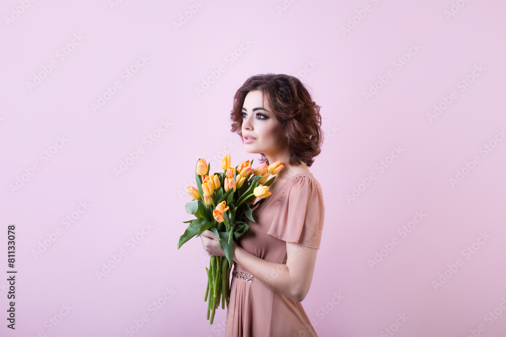 Portrait of a woman with tulips Portrait of a woman with tulips