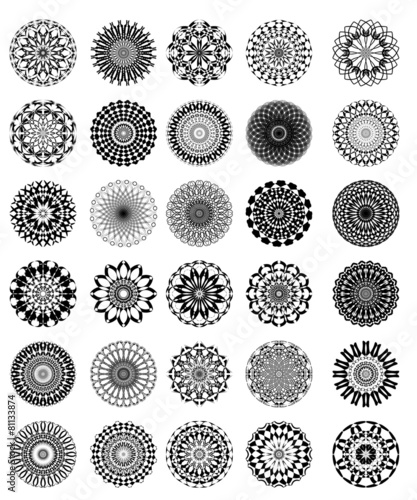 Set of vintage star vector graphic pattern in black and white
