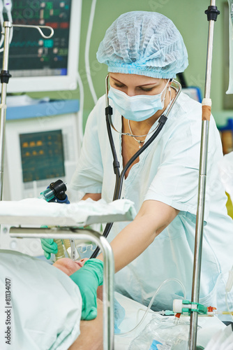 surgery anaesthetist working at operation