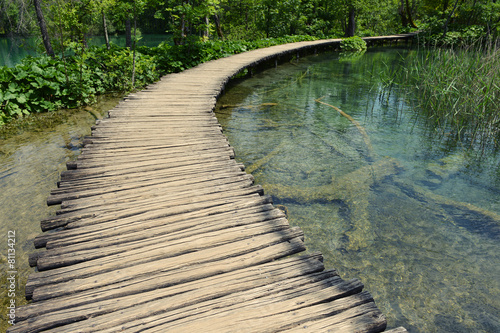 Walkway in Plitvice Lakes National Park, Croatia photo