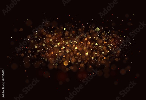 Gold. Glitter vintage lights background. dark gold and black