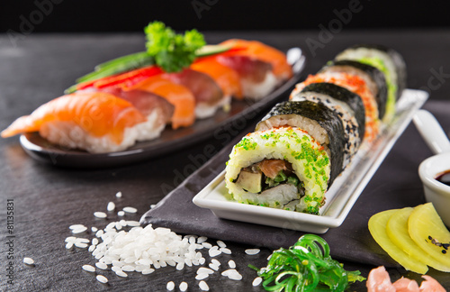 Japanese seafood sushi set #81135831