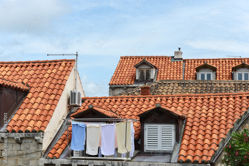 Picturesque view of roofs in Dubrovnik, Croatia