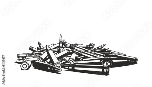 Tablou canvas Rifle bullets over white background
