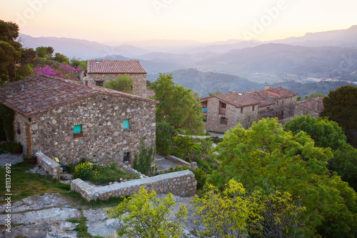 Stone buildings in Siurana mountainous village, Spain