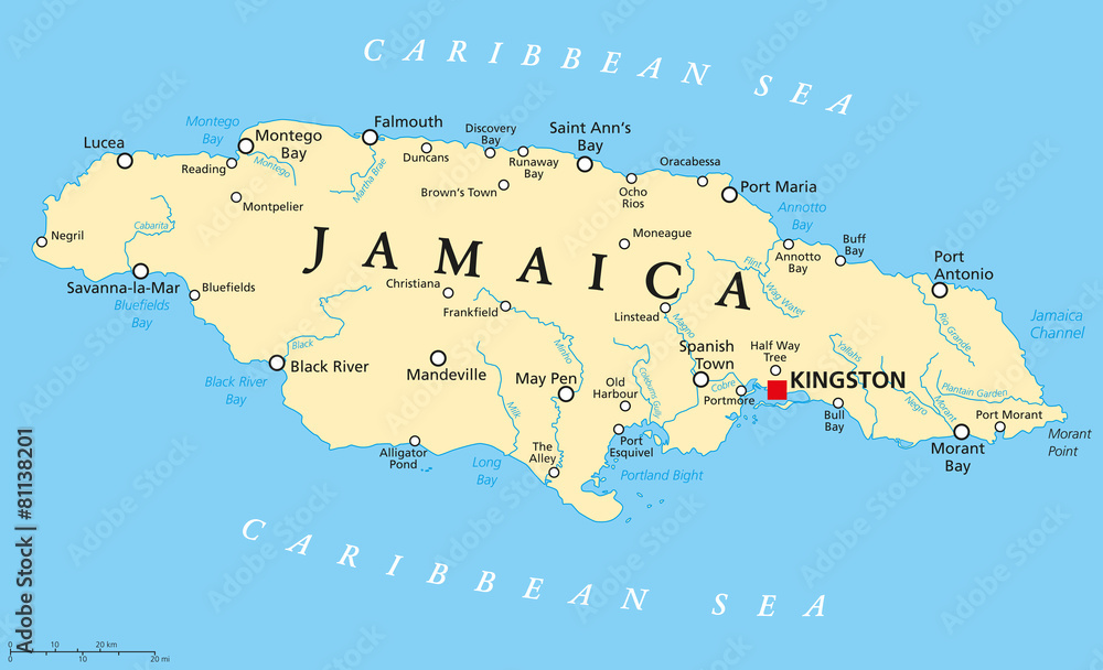 Jamaica Political Map Stock Vector Adobe Stock