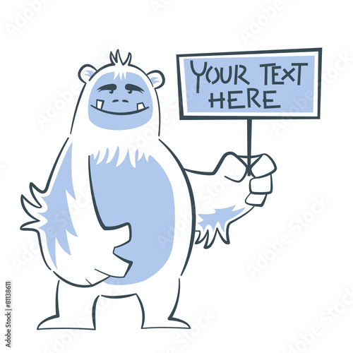 Yeti holding sign