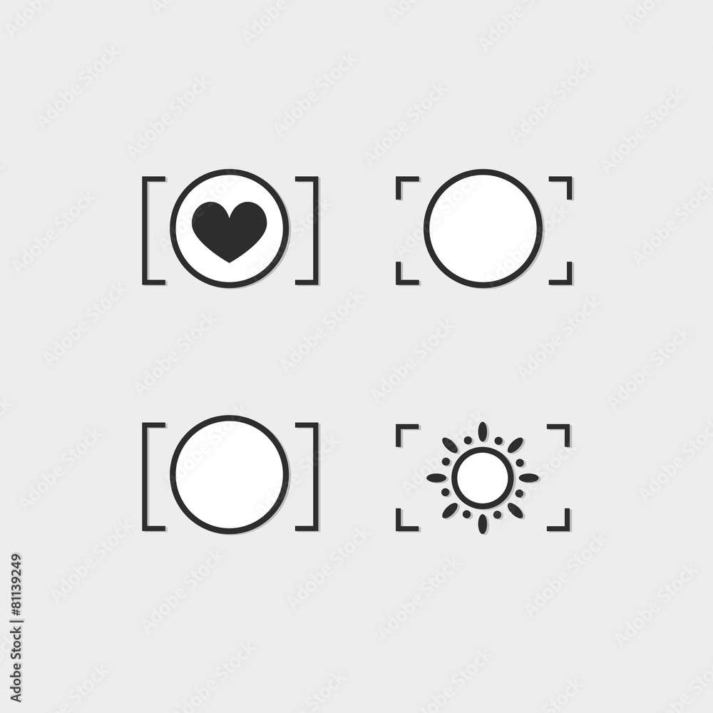 Logo Photos, viewfinder Camera logo vector set. Trendy flat came Stock