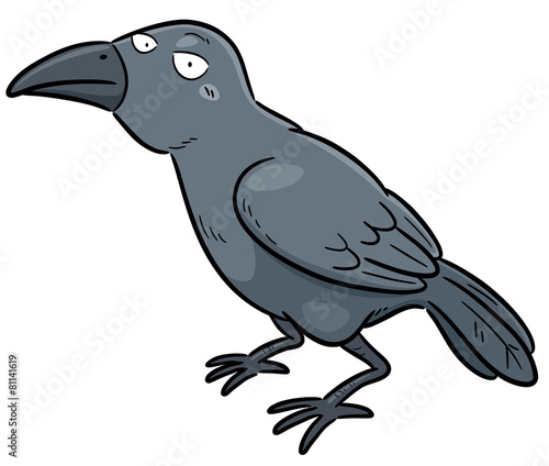 Vector illustration of Cartoon Crow with a Curious Expression