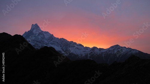 Machapuchre at sunrise, view from Mardi Himal High Camp photo