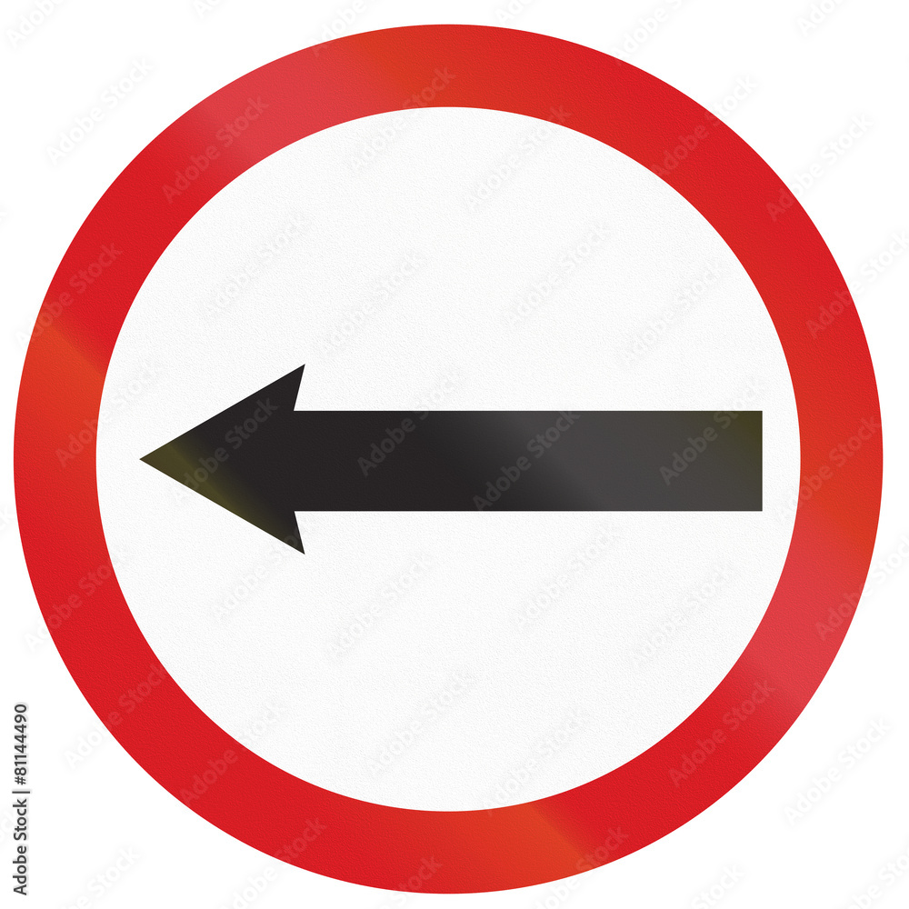 Argentinian sign restricting the driving direction to left Argentinian sign restricting the driving direction to left