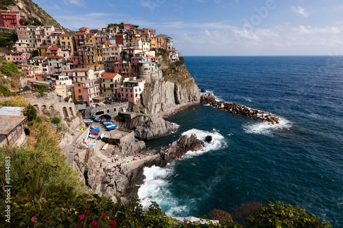 Manarola town at sunny day