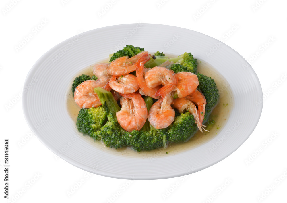 Thai healthy food boiled broccoli with shrimp Thai healthy food boiled broccoli with shrimp