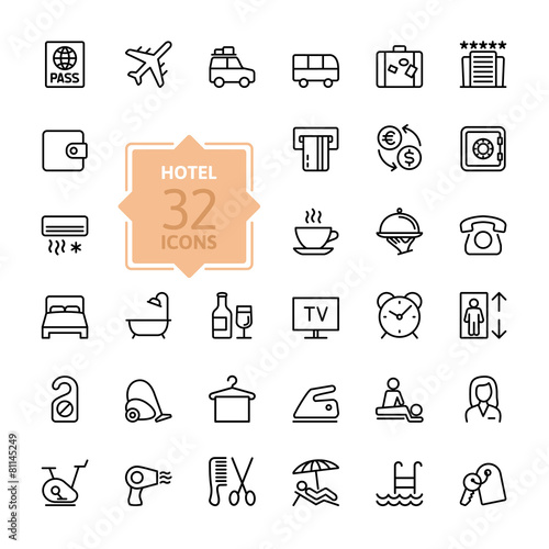 Outline web icon set - Hotel services