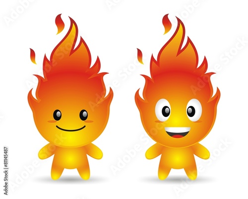 Fire flame blaze heat hot burn warm character vector