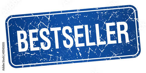 bestseller blue square grunge textured isolated stamp