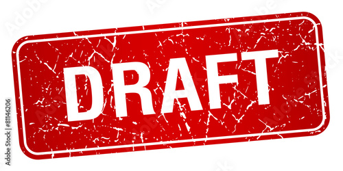 draft red square grunge textured isolated stamp