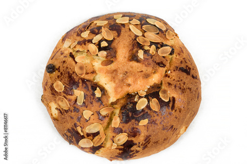 Typical homemade czech Easter Cake With Almonds on white