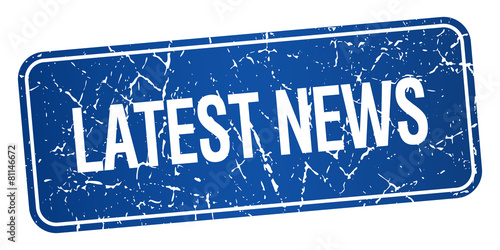 latest news blue square grunge textured isolated stamp