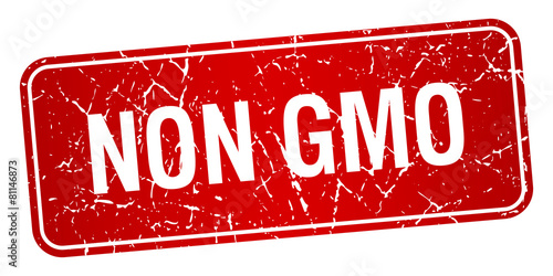 non gmo red square grunge textured isolated stamp