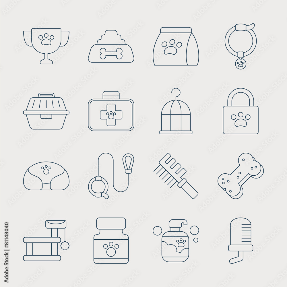 pet line icon set pet line icon set