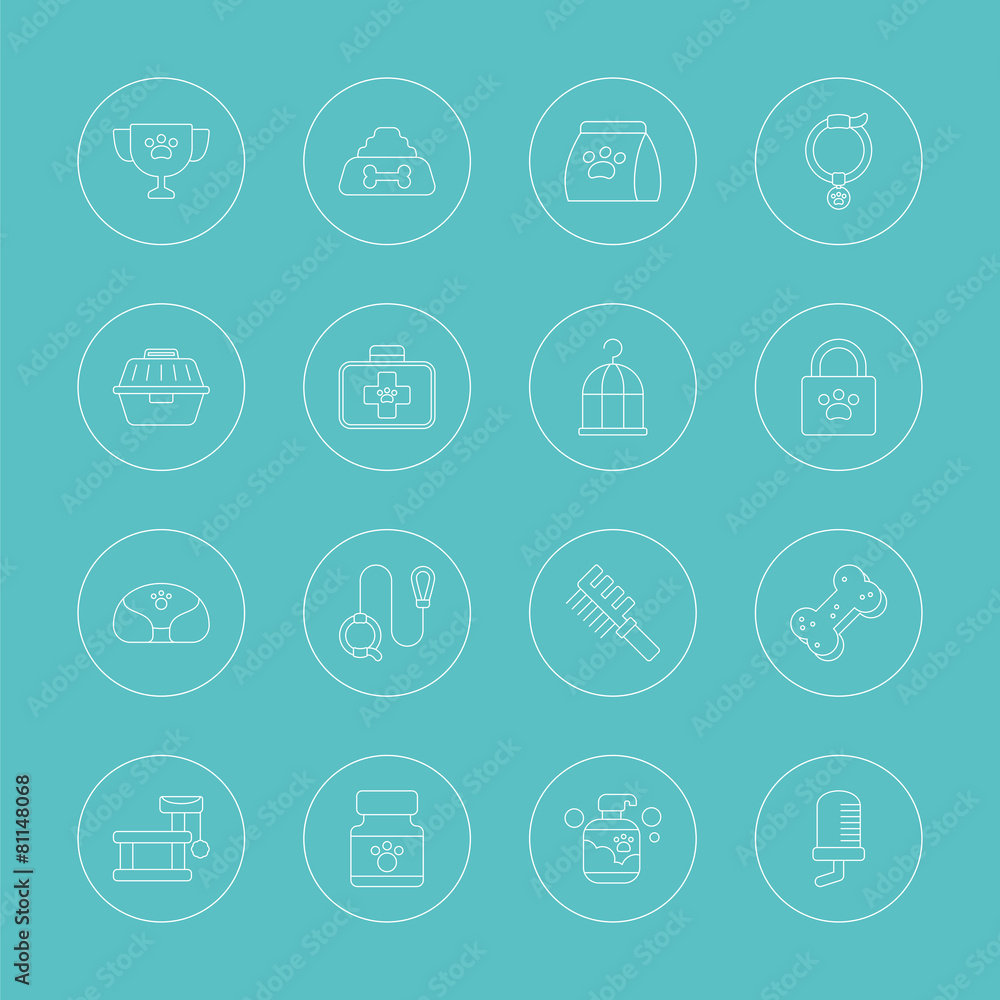 pet line icon set pet line icon set